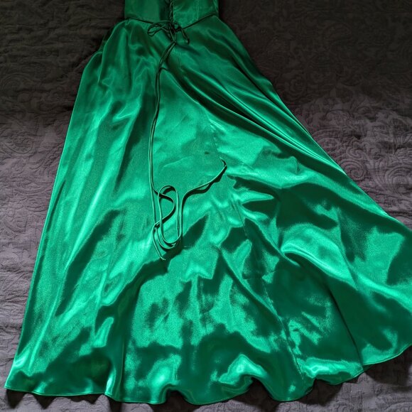 Brand-New! Deep Sea Green Satin Dress - Size 4, Betsy & Adam A-Line, Prom Formal - Picture 9 of 14
